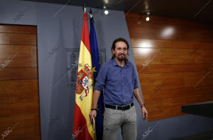 Rueda de prensa de Pablo Iglesias posterior a la reunión con el presidente del...