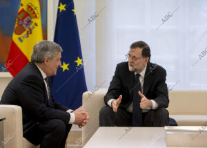 Mariano Rajoy recibe en el Palacio de la Moncloa a Antonio Tajani, presidente...