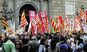 Y. CARDO  Todas las manifestaciones convocadas hoy confluirán en la plaza de Sant Jaume de Barcelona