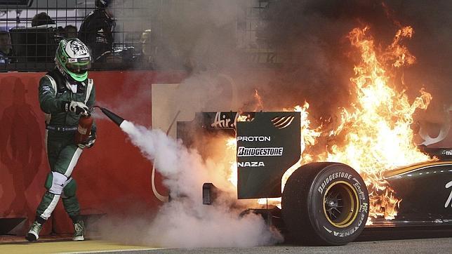 Kovalainen, improvisado bombero