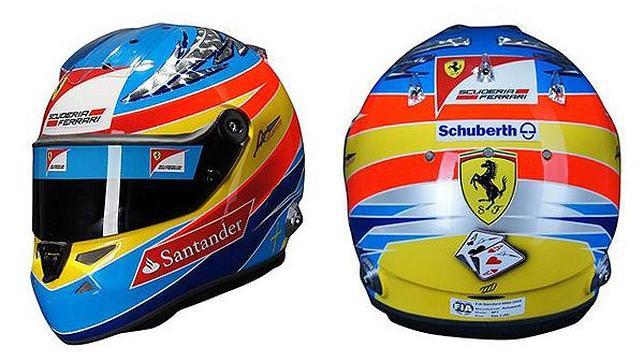 El color invade el nuevo casco de Alonso