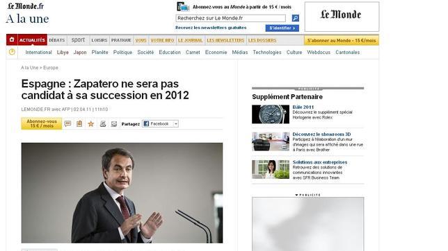 La prensa internacional: «Fin a la era Zapatero»