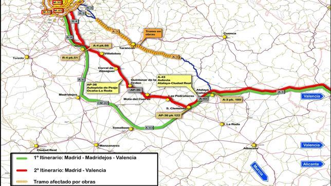 Los itinerarios alternativos para llegar el miércoles a Valencia