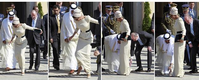 Despedida al Emir de Qatar y la jequesa con traspié incluido