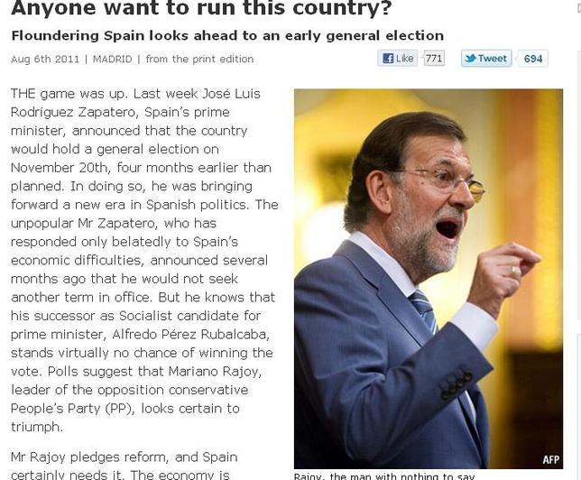 «The Economist» se pregunta si «alguien quiere gobernar España»