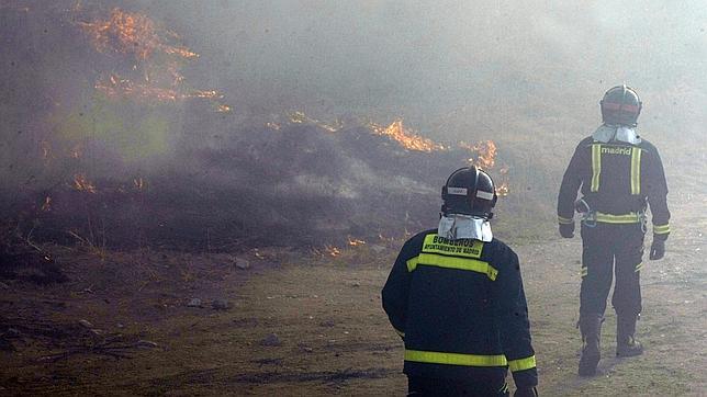 Aparatoso incendio de pastos junto al pinar de Barajas