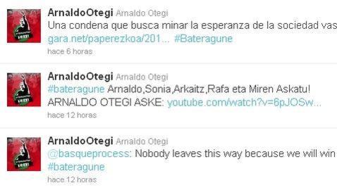 Otegi, en twitter: «Que nadie abandone este camino porque vamos a ganar»