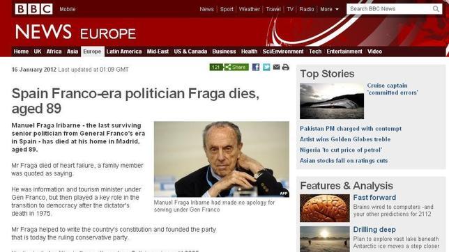 La muerte de Manuel Fraga en la prensa internacional