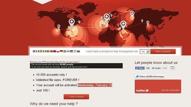Anonyupload florece de las cenizas de Megaupload