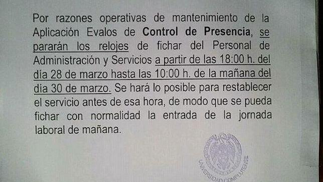 La Complutense no «ficha» a los empleados que hacen la huelga