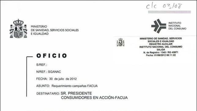Sanidad dice que no ha amenazado a FACUA, solo le ha recordado la legalidad
