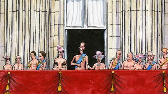 «The Guardian» publica una viñeta de la familia real británica desnuda