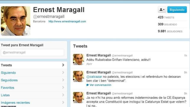 Ernest Maragall dice «Adéu» a Rubalcaba, Griñán y Valenciano en su twitter