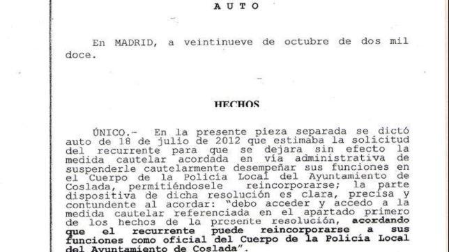 El «Sheriff Ginés» vuelve como segundo jefe a la Policía Local de Coslada