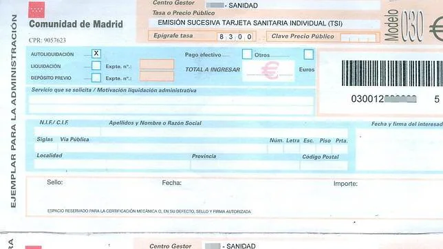 Reponer la tarjeta sanitaria ya cuesta 10 euros en la Comunidad de Madrid