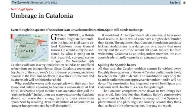 «Los catalanes no deberían perder sus energías en romper con España», dice «The Economist»