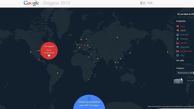 Google crea un mapa mundial de los propósitos del año