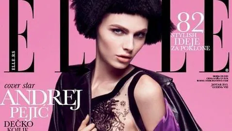 Andrej Pejic, el modelo andrógino, portada de la revista de moda femenina «Elle»
