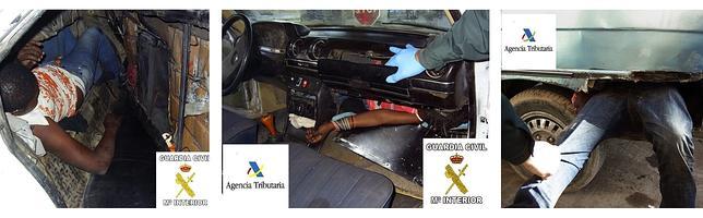 Localizan a tres inmigrantes ocultos en dobles fondos de dos coches