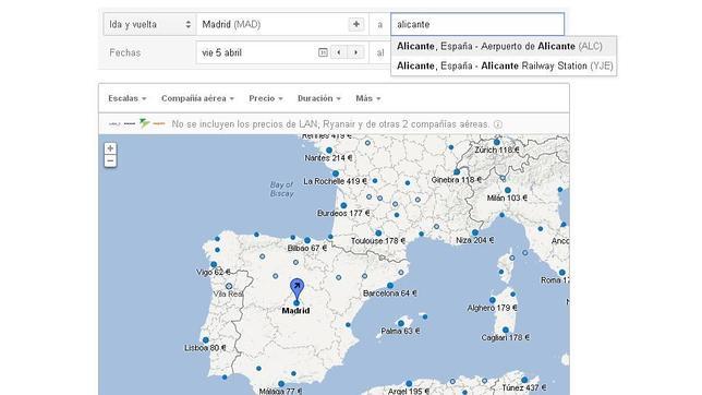Google Flight Search llega a España