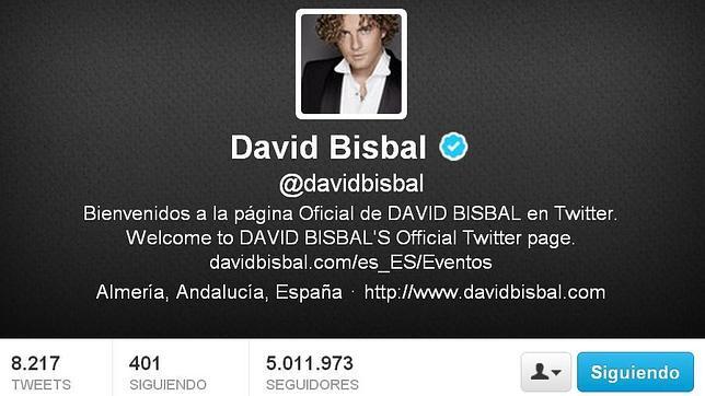 David Bisbal alcanza los 5 millones de seguidores en Twitter