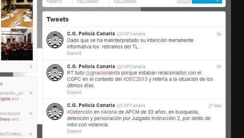 El Twitter de la Policía Canaria elimina los tuits en que apoyaba a CC durante el debate