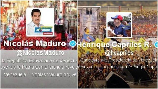 Maduro y Capriles animan a los electores a través de sus cuentas de Twitter