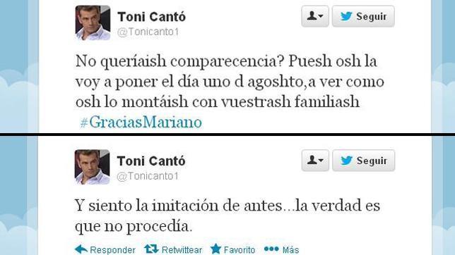 Toni Cantó se burla de Rajoy en Twitter