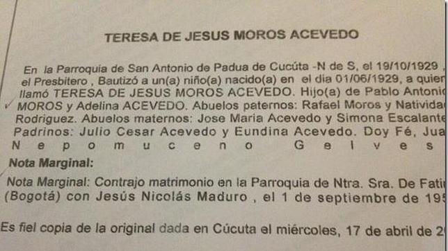 La oposición venezolana investiga la nacionalidad de Maduro
