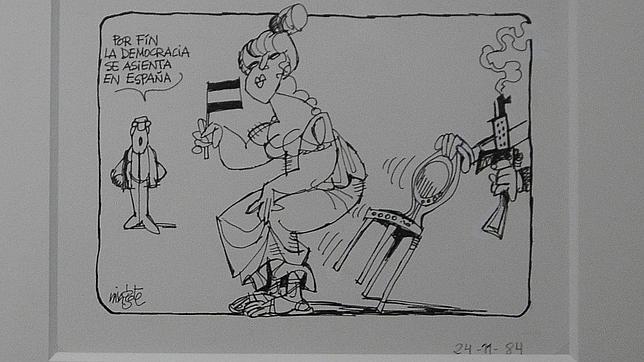 Chiste del genial Mingote, datado en 1984, que forma parte de la exposición de la Biblioteca Nacional