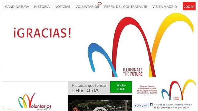 Madrid 2020: La candidatura madrileña da las gracias a través de su web