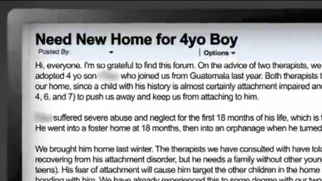 Una investigación destapa que en EE.UU. se regalan niños adoptados por internet