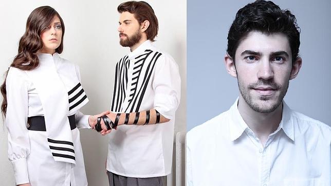 Dos diseños de la última colección de Antonio Posadas y su retrato