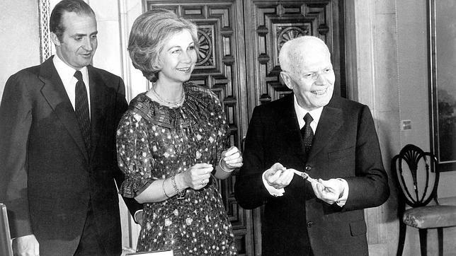 El presidente italiano Sandro Pertini, con los Reyes de España en una visita a nuestro país en el año 1980