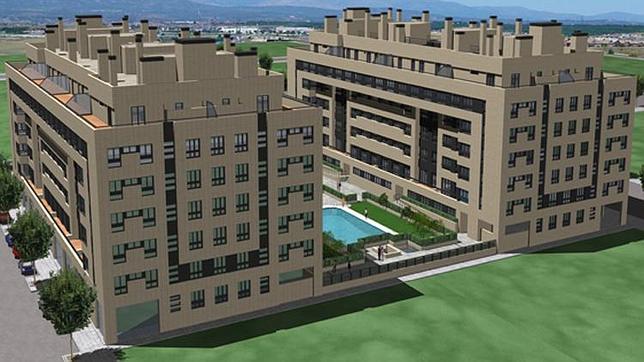 Fachada de la urbanización de Torrejón de Ardoz que vende viviendas desde 99.000 euros