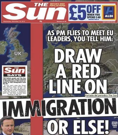 «The Sun» «exige» frenar la inmigración europea al Reino Unido menos de españoles y franceses