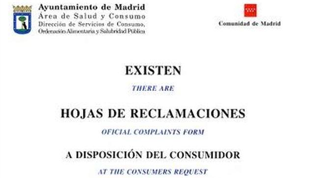 Todos los establecimientos están obligados a tener hojas oficiales de reclamación