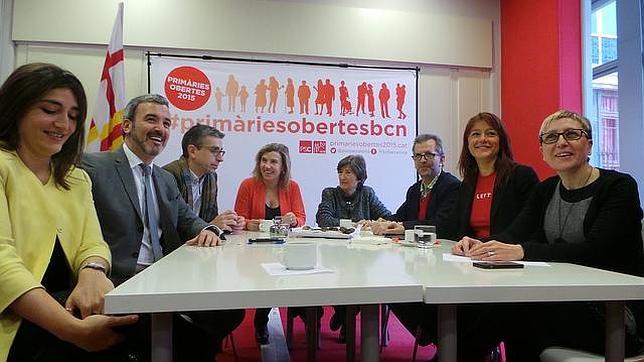 Foto de familia de los seis candidatos del PSC a la alcaldía de Barcelona
