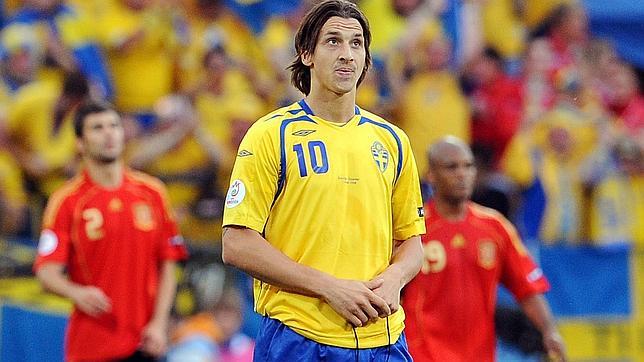 Ibrahimovic, en un partido con Suecia en la Eurocopa de 2008