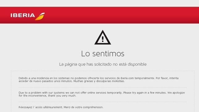 Falla la página web de Iberia y ocasiona problemas en la facturación