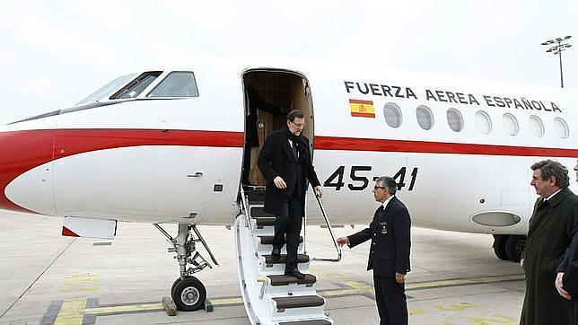 Rajoy en el Falcon de la Fuerza Aérea Española, en una imagen de archivo