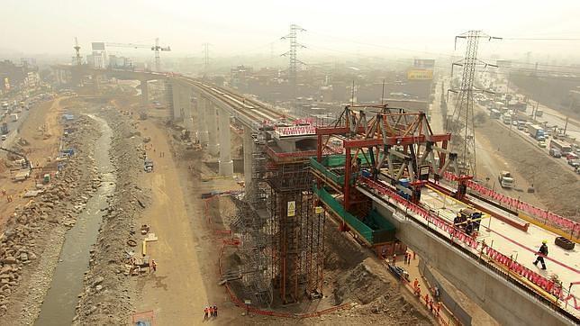Imagen de las obras en la línea 1 del metro de la capital de Perú