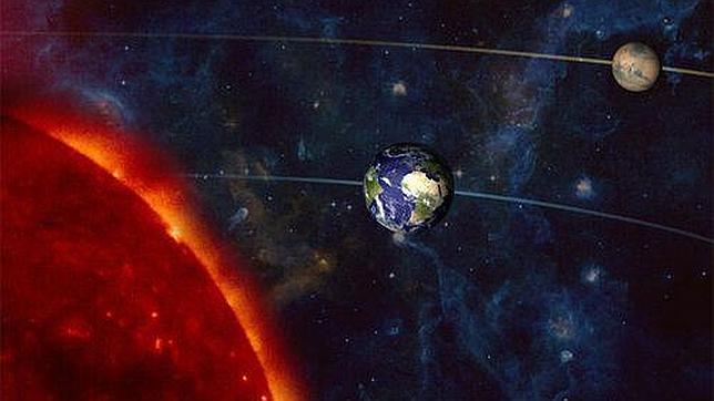 Marte, la Tierra y el Sol se alinean esta noche
