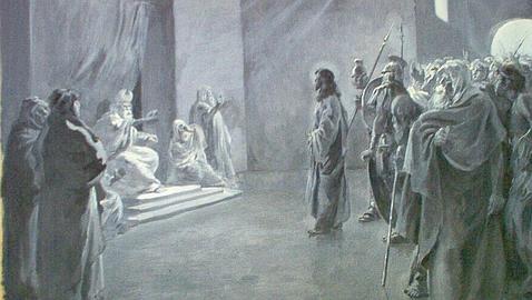 Jesús en casa de Caifás, ante escribas y ancianos