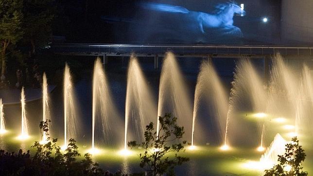 Espectáculo de luz y sonido en el parque de El Retiro, en una pasada edición de San Isidro