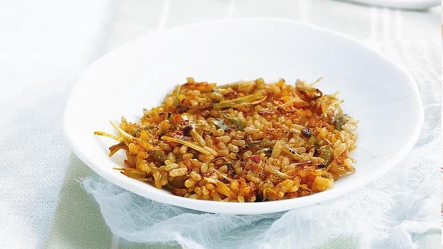 Paella vegetal con socarrado