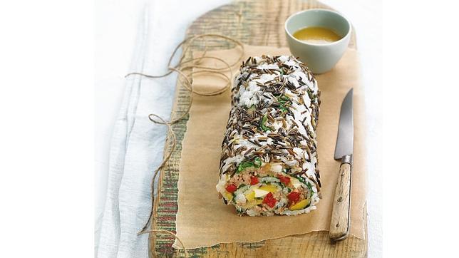 Tronco de arroz con carne y verduras