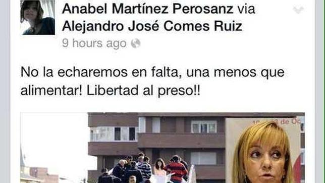 El PP pide al PSOE que repruebe a una simpatizante que «celebró» la muerte de Isabel Carrasco