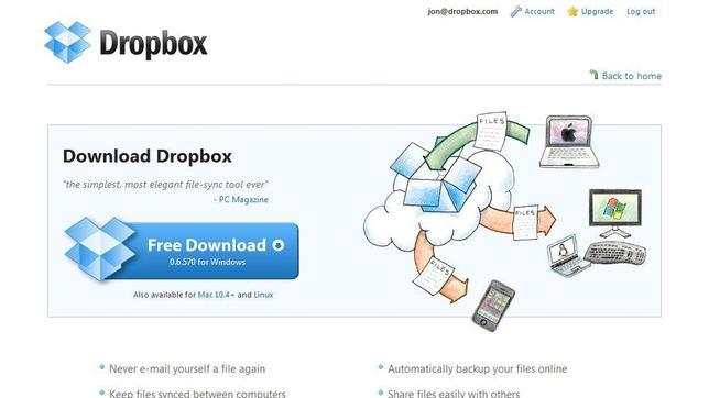 Una imagen de la web de Dropbox
