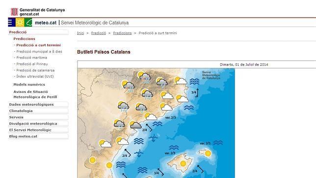 Imagen de la web del Servicio Meteorológico de Cataluña
